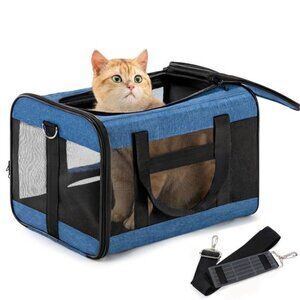 Medium Cat Carrier,Foldable Soft-Sided Large Cat Carrier,Airline Approved Cat